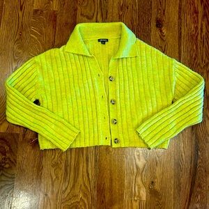 Wild Fable Button-down Ribbed Sweater | Size Large | Green/yellow (chartreuse)